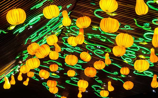 白炽灯LED灯结合彩灯