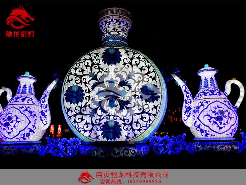 大型青花瓷瓶花灯制作