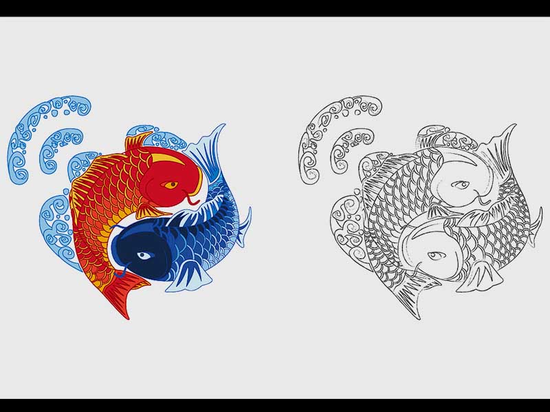 灯会制作太极阴阳鱼灯组设计稿