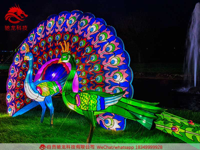 花灯制作-大型孔雀造型灯Peafowls lantern